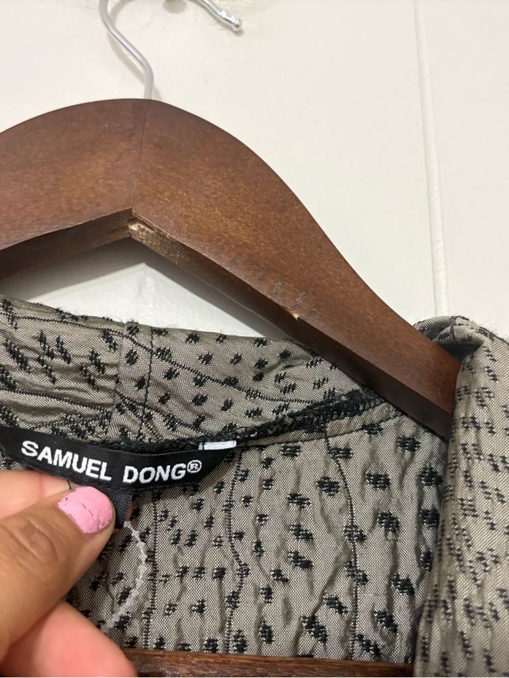 Samuel Dong Black Textured Swing Coat Size M Asymmetrical Jacket - Picture 2 of 13